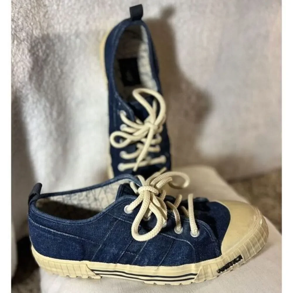 Vintage Nautica Denim Jean Lace Up‎ Shoes Size 8 Y2K Chunky Sole